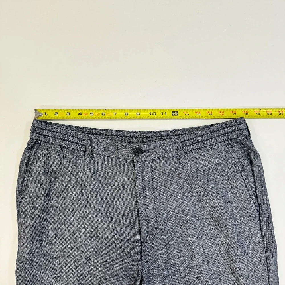 Banana Republic Mason Athletic Tapered Pants Mens 36x30 Blue Linen Blend Coastal